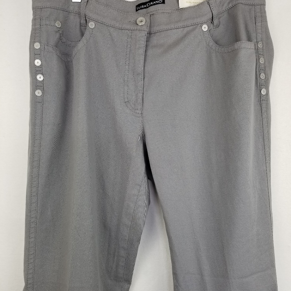 Luisa Cerano Gray Straight Leg Zip Pocket Pants 14 Stretch - Picture 2 of 10